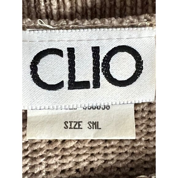 CLIO Sweater Knit Size Small Tan Crew Neck Long Sleeve Boho Chic Flaw - Picture 11 of 15